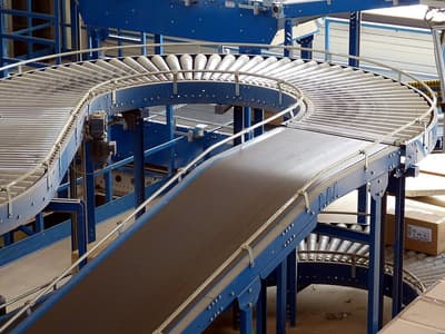 A curved roller conveyor